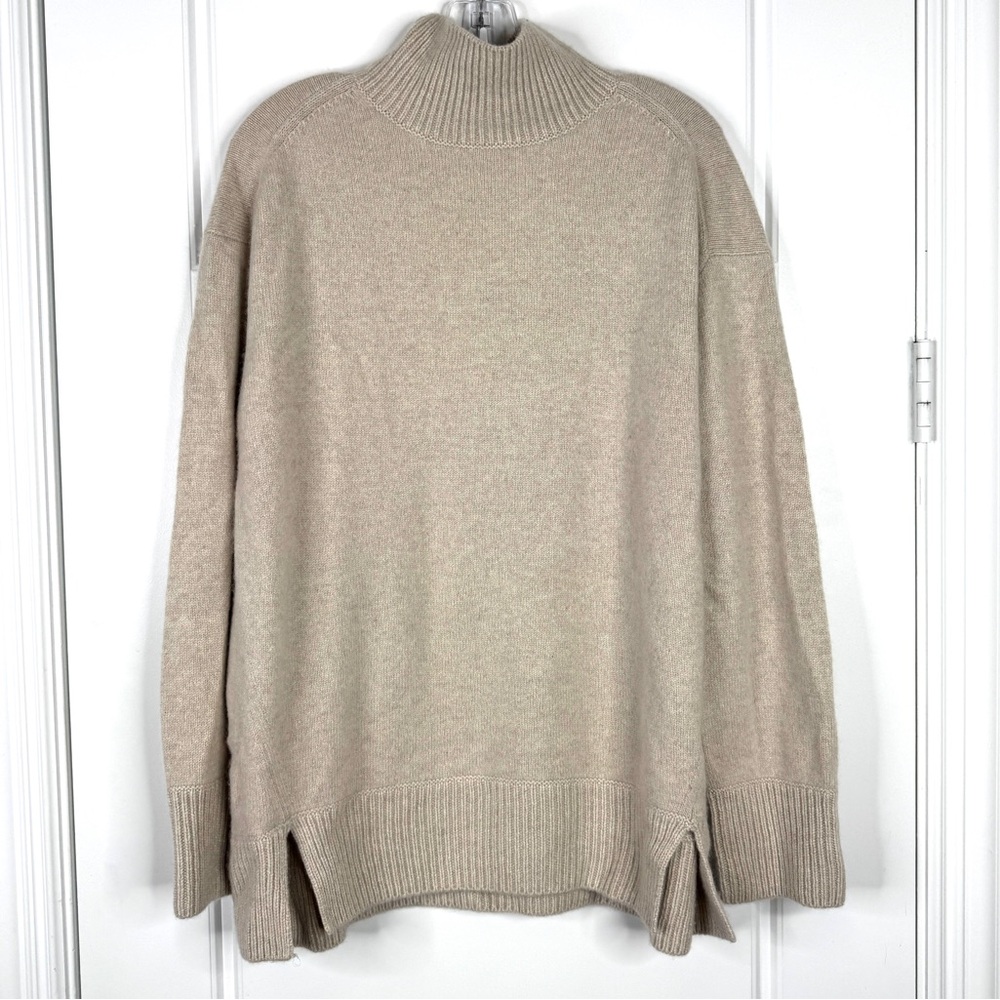 VINCE 100% Cashmere Soft Turtleneck Sweater NEW Size L Oatmeal